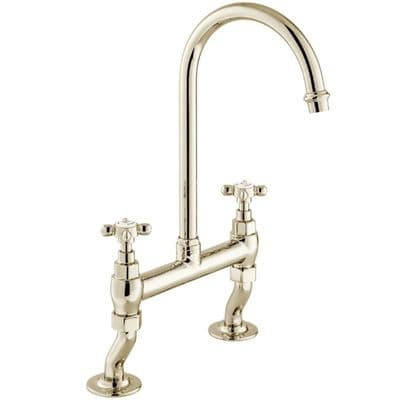 Vado Axbridge Bridge Kitchen Tap Mixer with Cross Handles Bright Nickel BC-AXB-153-BN