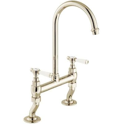 Vado Axbridge Bridge Kitchen Tap Mixer with Lever Handles Bright Nickel BC-AXB-253-BN