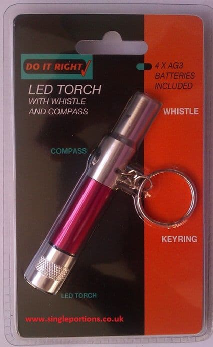 LED mini torch with whistle and compass