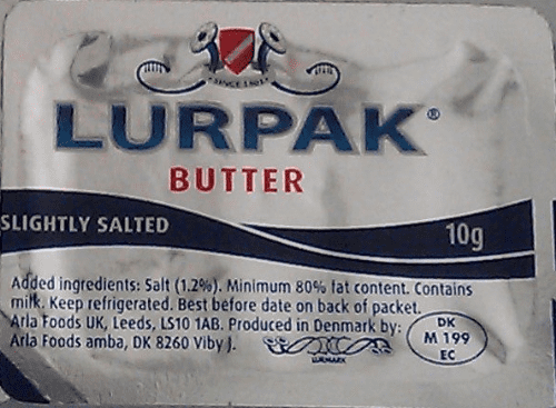 Lurpak butter - 10g single portions - miniature plastic dishes