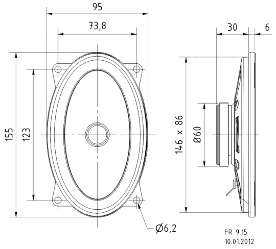 2x OVAL LOUDSPEAKERS 6