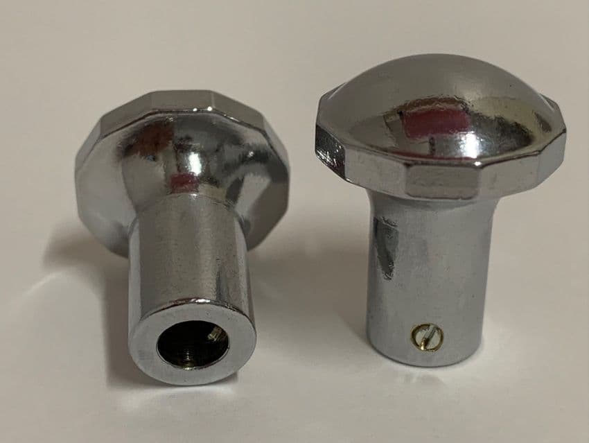 2x RADIO KNOBS CHROME NEW PAIR- UNIVERSAL