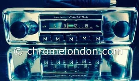 BECKER EUROPA M Vintage Chrome Classic Car MW Radio +MP3 seeVideo FULLY WORKING VW BEETLE BUS KARMANN PORSCHE 356 HEALEY MG B ALFA