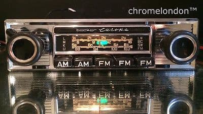BECKER EUROPA Vintage Chrome Classic Car AM FM Radio +MP3 MINT seeVideo RESTORED 6 MONTH WARRANTY MERCEDES 190 SL PORSCHE 911 912 FERRARI 330 250 365