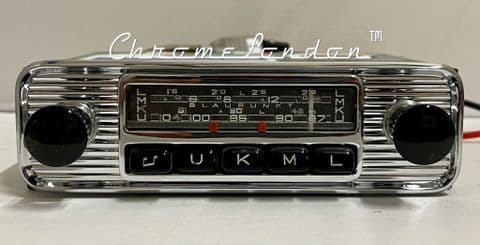 BLAUPUNKT ESSEN 6V/12V +/- Vintage Chrome Classic Car FM Radio HEALEY MG JAGUAR PORSCHE 356 (1)
