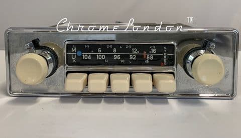 BLAUPUNKT FRANKFURT STEREO IVORY 12+/- Vintage Chrome Classic Car FM Radio MP3 JAGUAR ASTON FERRARI