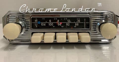 BLAUPUNKT FRANKFURT STEREO IVORY Vintage Chrome Classic Car FM Radio MP3 JAG ASTON FERRARI