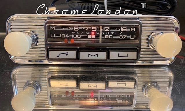 BLAUPUNKT MANNHEIM 12v+/- Vintage 2 Piece Chrome Ivory Classic Car FM Radio For MG VW ALFA JAGUAR