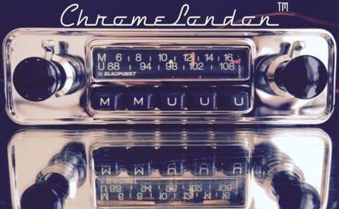 BLAUPUNKT MUNSTER STEREO Vintage Chrome Classic Car FM Radio +MP3 MINT RESTORED PORSCHE 911 912 MG ASTON DB6 TR6 ETYPE FERRARI DINO