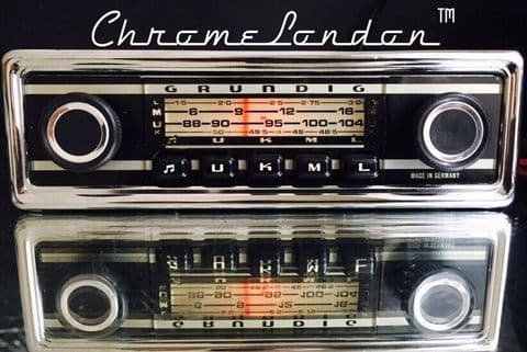 GRUNDIG Compact Vintage Chrome Classic Car FM Radio +MP3 seeVideo
