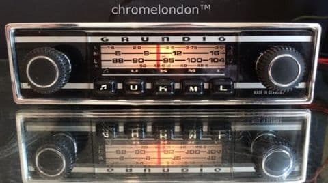 GRUNDIG WELTKLANG Vintage Chrome Classic Car FM Radio MP3 seeVideo FULLY WORKING 6 MONTH WARRANTY ALFA SPIDER GTV LOTUS ELAN MINI MG TR6 BMW CS VW