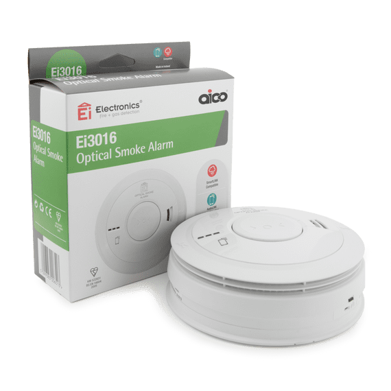 Aico EI3016 3000 Series Optical Smoke Alarm with Rechargeable Lithium Battery Backup