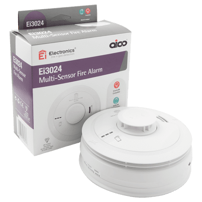 Aico EI3024 3000 Series Multi-Sensor (Smoke/Heat) Alarm with Rechargeable Lithium Battery Backup