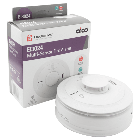 Aico EI3024 3000 Series Multi-Sensor (Smoke/Heat) Alarm with Rechargeable Lithium Battery Backup