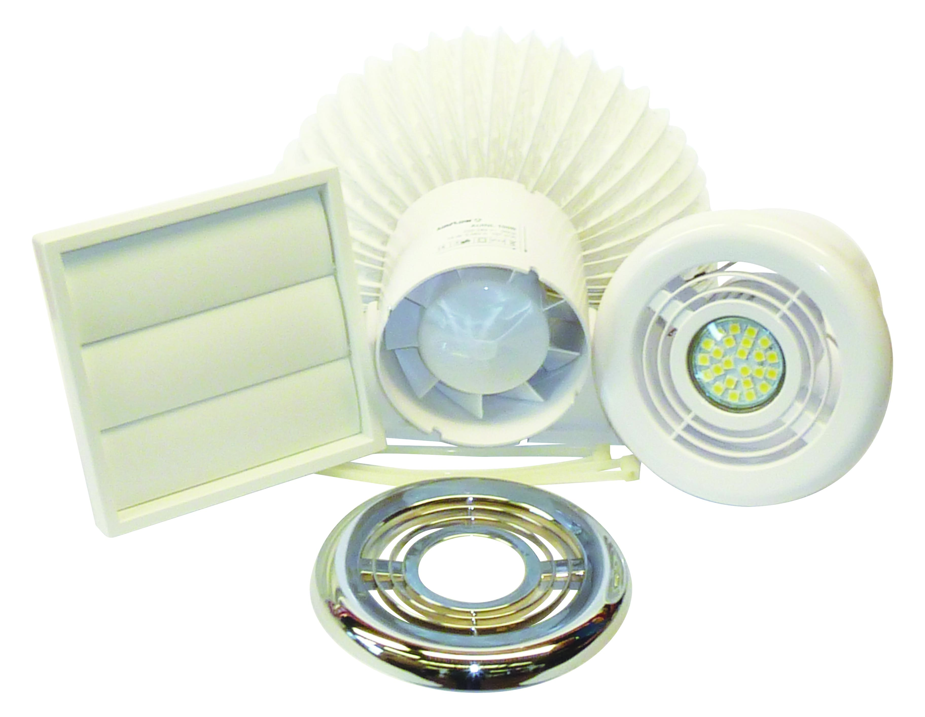 Airflow 9041422 Aura 100mm In-line Fan With Kit & LED Basic