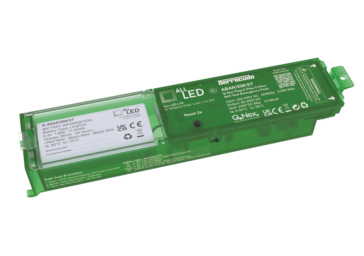 ALL LED ABAR/EM/ST Q-Nex Plug & Play 3-Hour Self-Test Emergency Pack