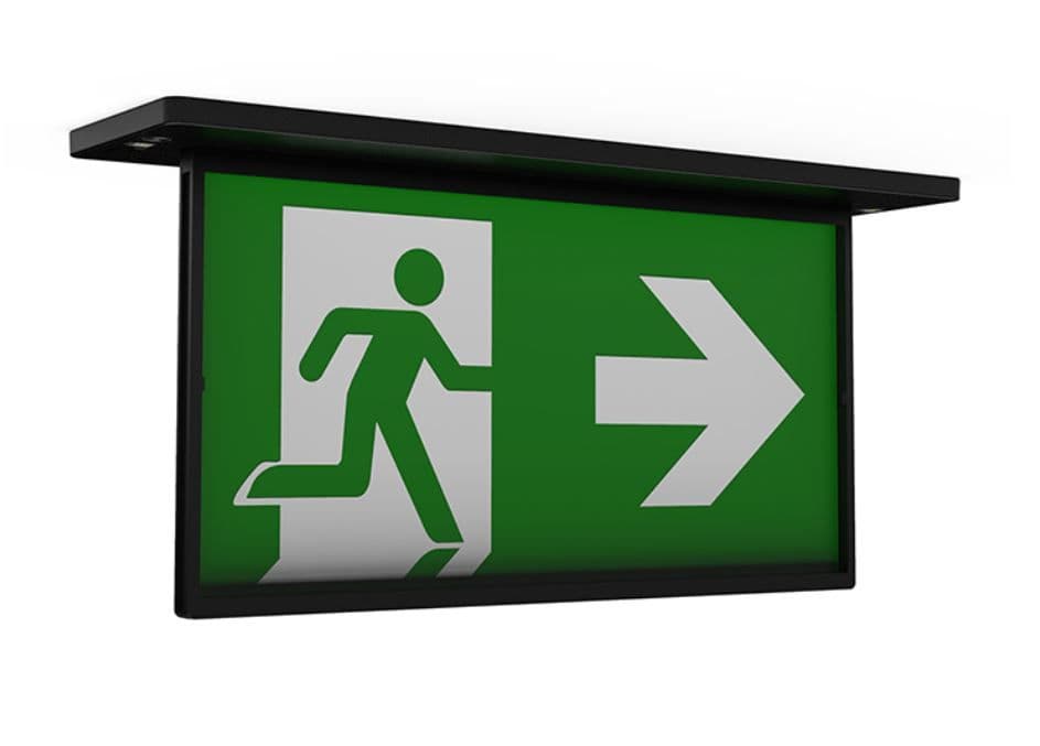 Ansell ARAZLED/LI/3M/DA/B Razzo LED Lithium Recessed Exit Sign Black