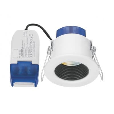 Aurora AU-R6CWSBF 4/6/8w Fixed CCT IP65 Colour Switchable Dimmable Fire Rated Baffle LED Downlight