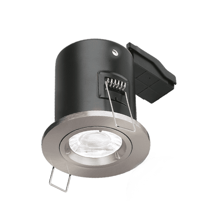 Aurora EN-FD101SN 240V GU10 Fixed Lock Ring Acoustic Compact Fire Downlight in Satin Nickel