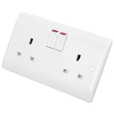 BG Electrical 822 13A Single Pole Switch Socket 2 Gang White