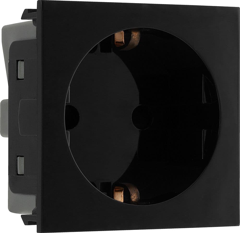 BG Electrical EMSCHSB Euro Module 16A 1 Gang Schuko Unswitched Socket ...