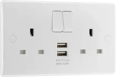 BG Electrical Nexus 822UAA12 2 Gang Switched Socket + 2x USB Ports (12W)