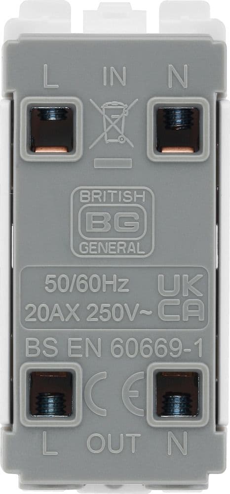 BG Electrical RPC30 Grid 20AX Switch Module Double Pole Chrome