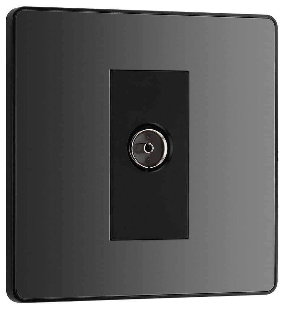 BG Evolve PCDBC60B Black Chrome Single Co-Ax Aerial Socket for TV or FM