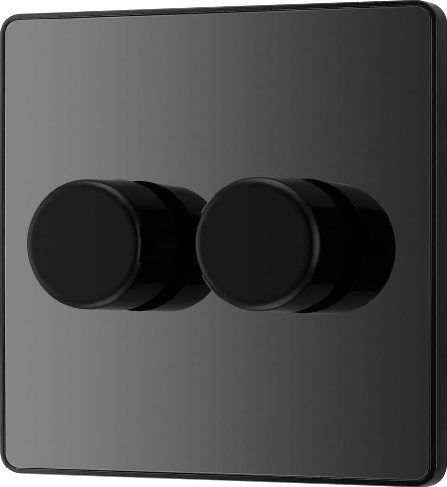 BG Evolve PCDBC82B Black Chrome Double Dimmer Switch 2 Way Trailing