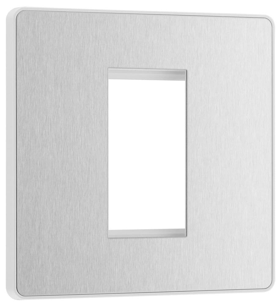 Metal Module Front Side BG Evolve PCDBSEMS1W Brushed Steel Square Euro Module Front Plate 1 Module
