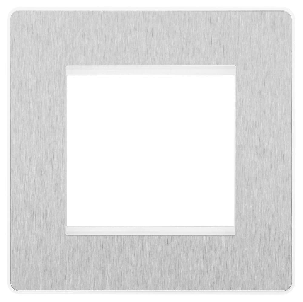 BG Evolve PCDBSEMS2W Brushed Steel Square Euro Module Front Plate 2 Module