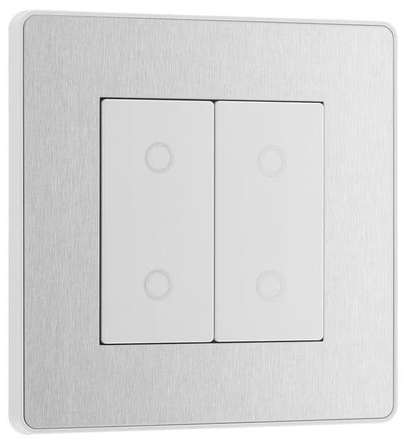 BG Evolve PCDBSTDM2W Brushed Steel Double Touch Dimmer Switch 2 Way ...