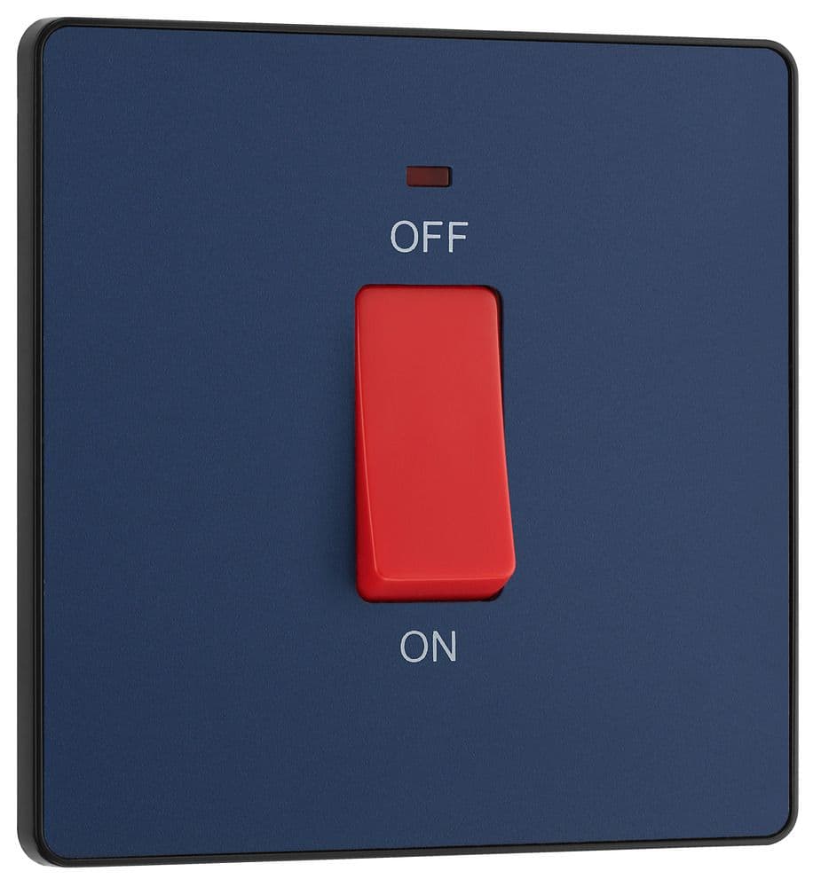 BG Evolve PCDDB74B Matt Blue 45A Square Plate Double Pole Switch With ...