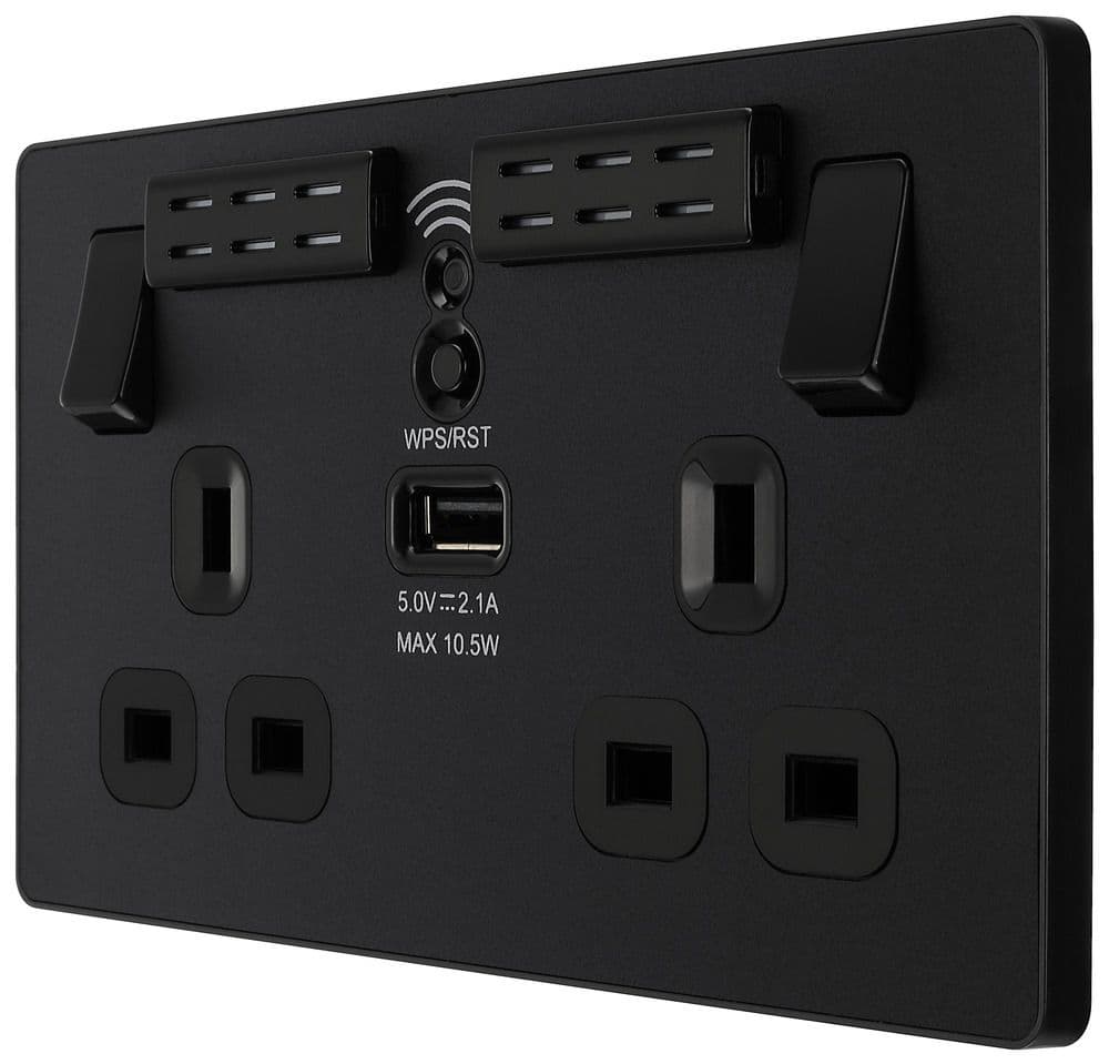 BG Evolve PCDMB22UWRB Matt Black 13A Double Switched Socket with WiFi ...