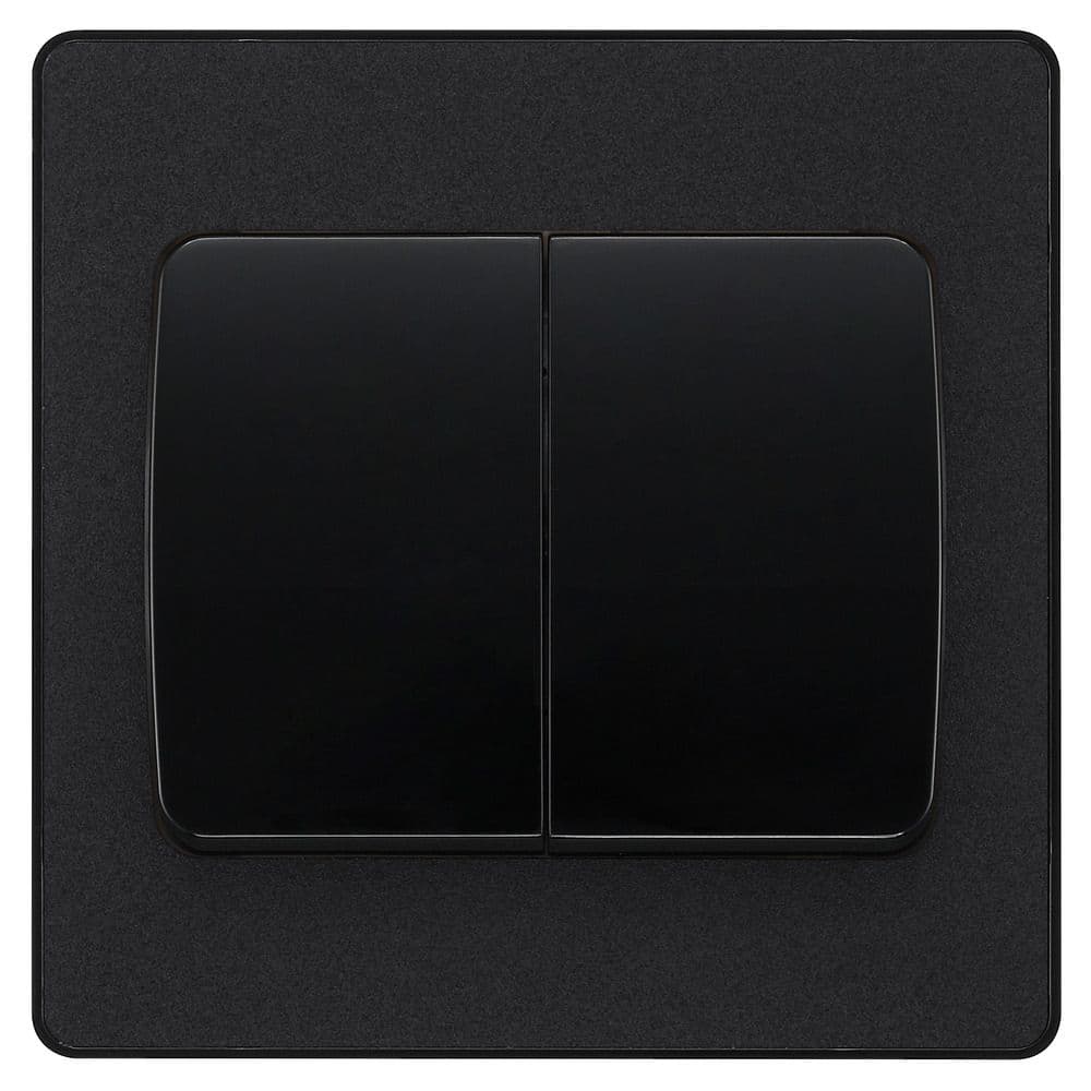 BG Evolve PCDMB42WB Matt Black 20A 16AX Double Switch 2 Way Wide Rocker
