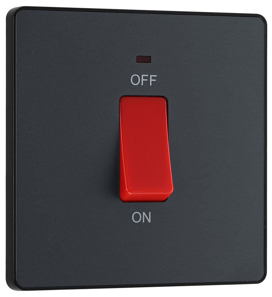 BG Evolve PCDMG74B Matt Grey 45A Square Plate Double Pole Switch With ...