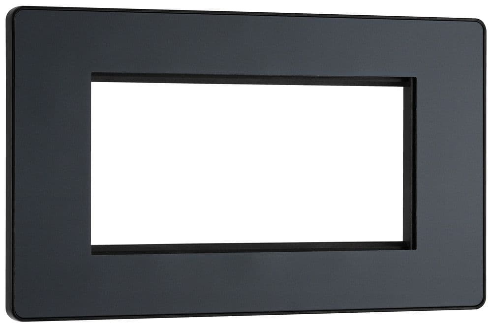 BG Evolve PCDMGEMR4B Matt Grey Rectangular Euro Module Front Plate 4 Module