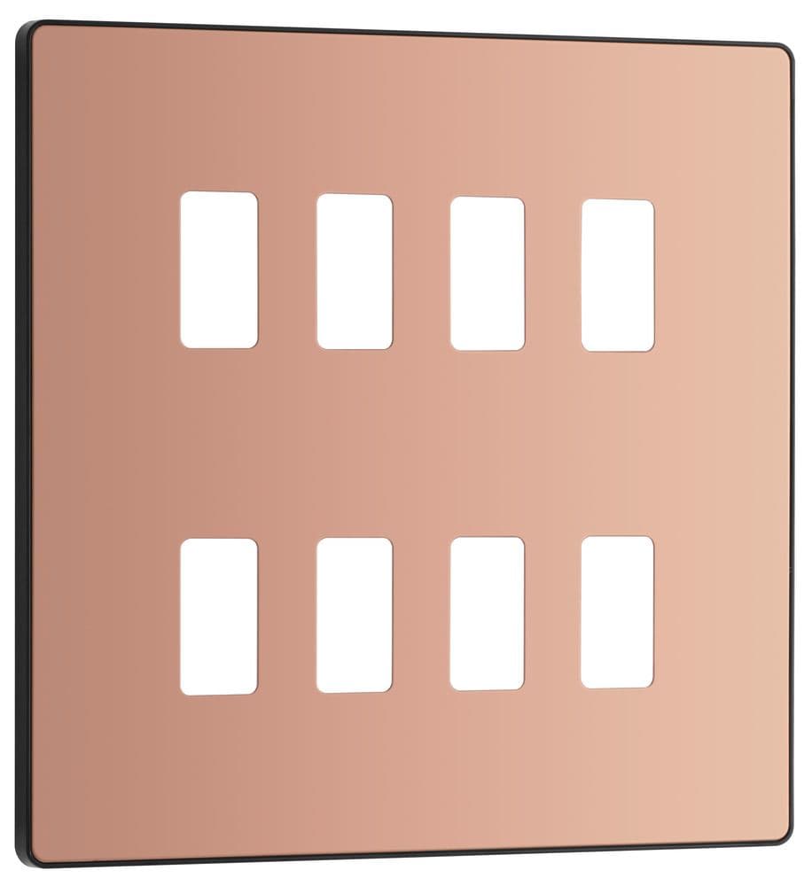 BG Evolve RPCDCP8B Grid Front Plate PCD Polished Copper 8 Gang