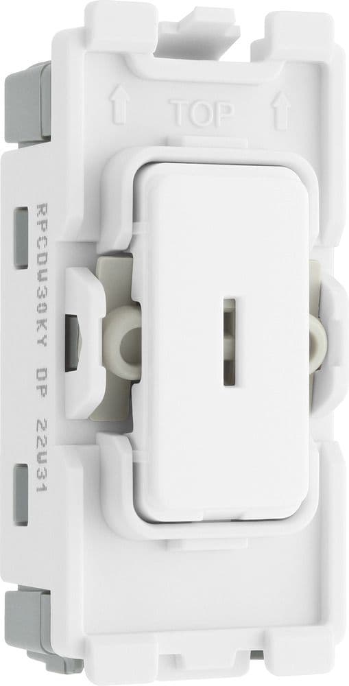 BG Evolve RPCDW30KY Grid 20AX Secret Key Switch Module Double Pole White