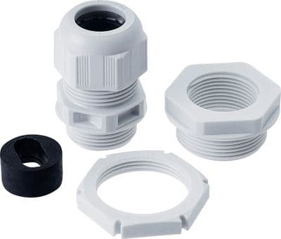 BG Fortress CPRGPF25 Grey Plastic Gland Kit for 6mm flat cable c/w flat cable insert & locknut