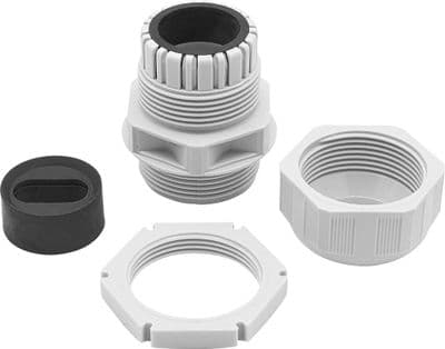 BG Fortress CPRGPF32 Grey Plastic Gland Kit for 10-16mm flat cable c/w flat cable insert & locknut