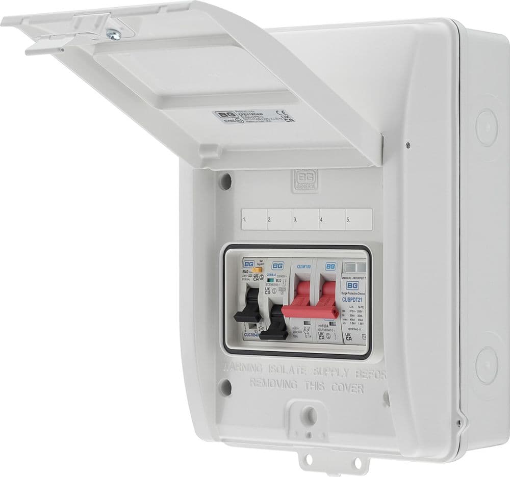 BG Sync Energy CFEV5RDAW 100A Main Switch 40A 30mA Double Pole RCBO EV ...
