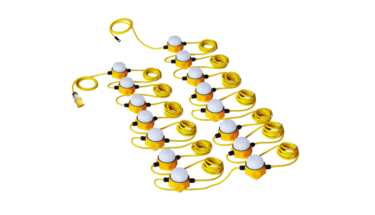 Briticent BI2113 44M 15x10W 6400K IP65 Lighting Festoon Kit with Integrated LED Lamps 110V