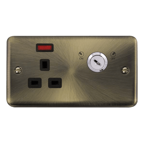 Click Deco Plus DPAB655BK 13A 1 Gang DP Lockable Socket Neon Antique ...