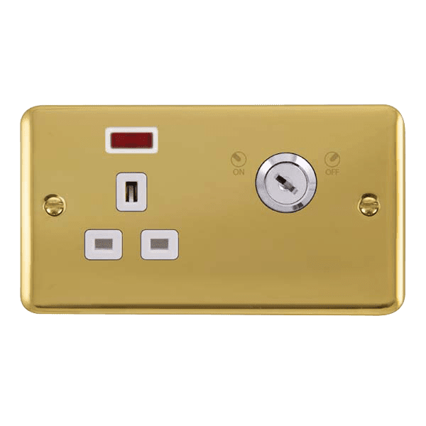Click Deco Plus DPBR655WH 13A 1 Gang DP Lockable Socket Neon Polished ...