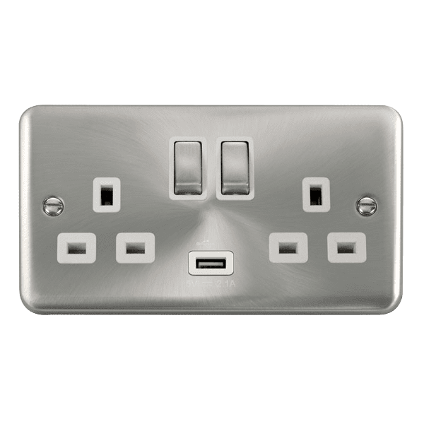Click Deco Plus DPSC570WH 13A 2 Gang Switched Sockets With 21A USB ...