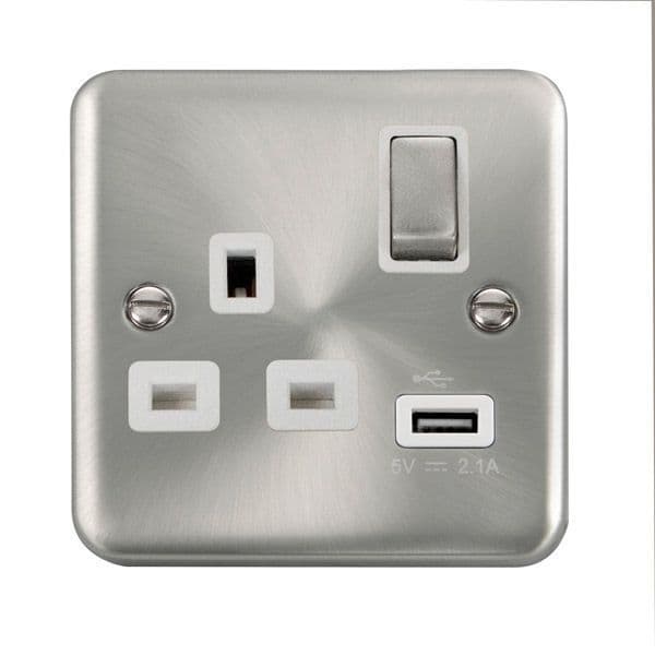 Click Deco Plus DPSC571WH 13A Ingot 1 Gang Switched Socket 2 1A USB ...