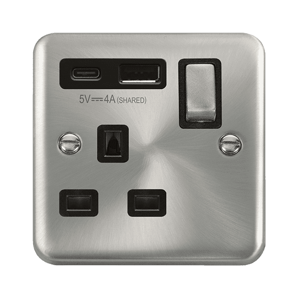 Click Deco Plus DPSC585BK 13A 1 Gang Switched Safety Shutter Socket ...