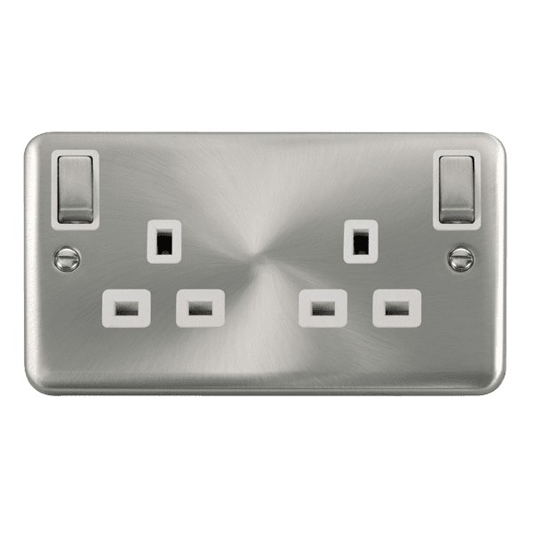 Click Deco Plus DPSC836WH 13A 2 Gang Outboard Switched Socket DP Satin ...