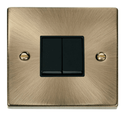 Click Deco VPAB012BK 2 Gang 2 Way 10AX Switch - Antique Brass